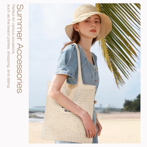 Image of Trifabricy Beach Bags for Women, Woven Straw Tote Bags,Large Beach Bag, Weaving Swim Shopping Travel Bag Waterproof