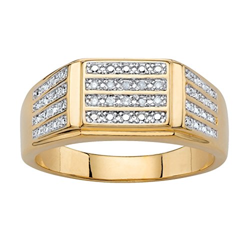 Palm Beach Jewelry Men's 14K Yellow Gold Plated Genuine Diamond Accent Multi Row Ring Size 8