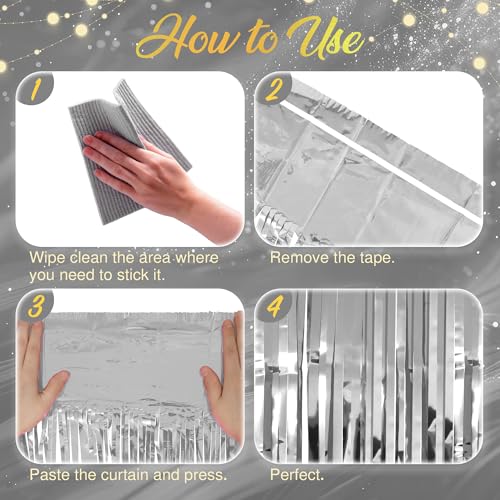 2 Pack Silver Fringe Backdrop 3.2x8.2ft Cortinas Decorativas miniatura 6