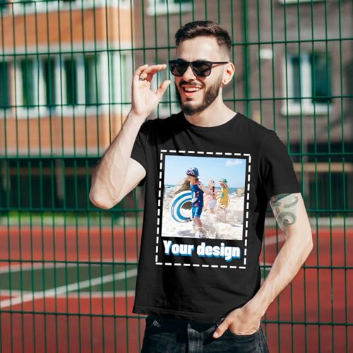 Custom T Shirts for Men Personalized Shirt with Front and Back Print Design Your Own Tee with Logo Text Picture4