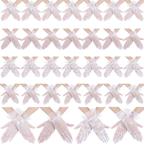 Cuffbow Women Lace Gloves Tea Party Elegant Short Gloves for Vintage Ladies Halloween Wedding Wrist