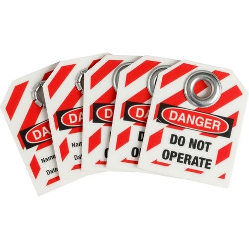 Brady 148824, Lockout Tag Set "Danger: DO NOT Operate, Name, Date", 5 Set of 25 pcs