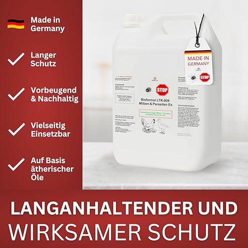 BIODELTA Milbenspray Hühner & Geflügel 5L - Anti Milbenmittel gegen Milben und Parasiten - Hühner Milben Stop - Umgebungsspray & Kontaktspray - vorbeugend & bei akutem Befall (5 L)