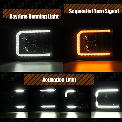 alpharex 880317 - luxx-series 05-07 ford super dutyexcursion projector headlights - black