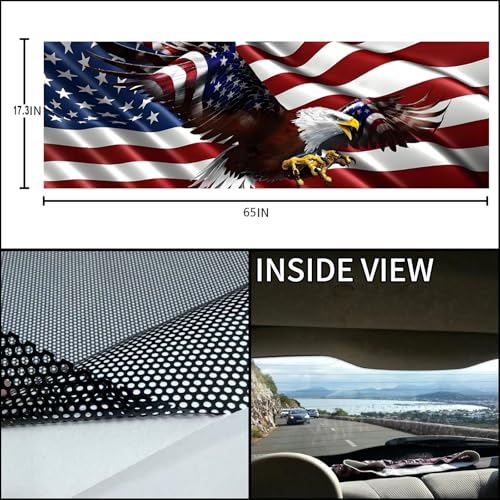 Image of Rear Window Decals for Trucks - 65x17.3 in Back Window American Flag Decals Fit Most Pickup Trucks SUV, Vinyl Back Window Decal Truck Rear Window Graphics for Personalized