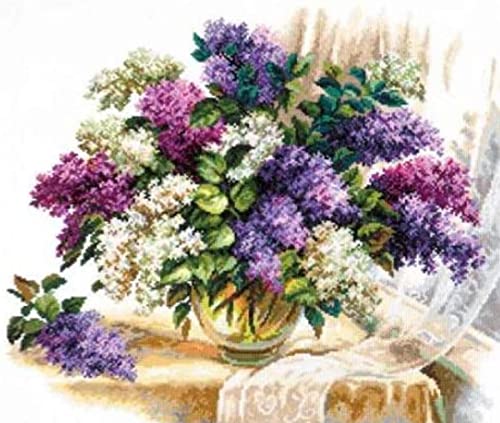 Peinture à broder au diamant 5D : kit de loisir créatif adulte fleurs en vase 30x40
