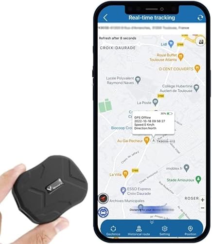Car Tracker, UK & Worldwide Real-Time Tracking Anti-Theft Mini GPS Tracker Device No Monthly Fee with Strong Magnet, SOS & Geofence Alarm GPS Tracker for Kids Seniors Car Taxi and Truck, Free APP