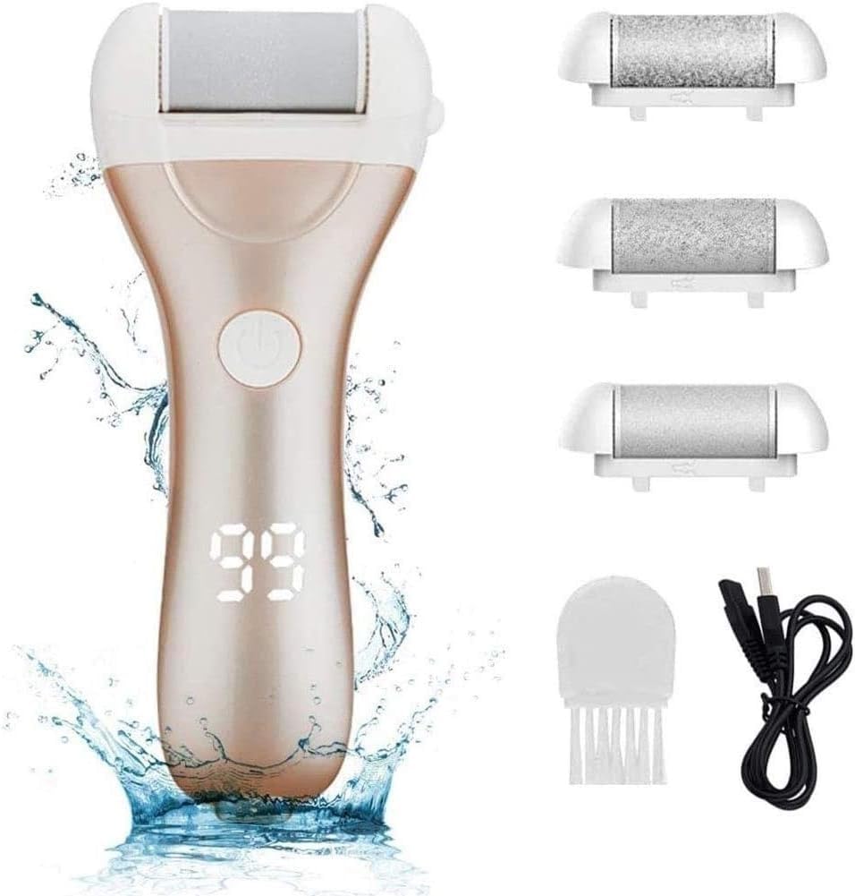 Râpe électrique for Les Pieds, Rechargeable, for éliminer Les callosités et Les callosités, avec 3 têtes de Rouleau et Rechargeable par USB.