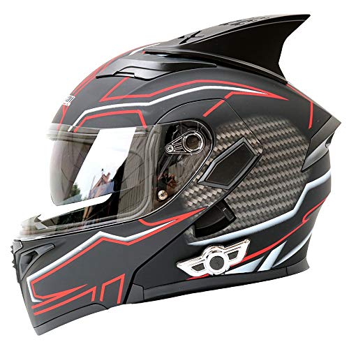 Wang&WD Motocicleta Casco Bluetooth Anticolisión Casco Modular-D.O.T Certificación Anti-Niebla Doble Espejo Respuesta Automática Mp3 Hombre y Mujer Adultos 3000mAh,XL