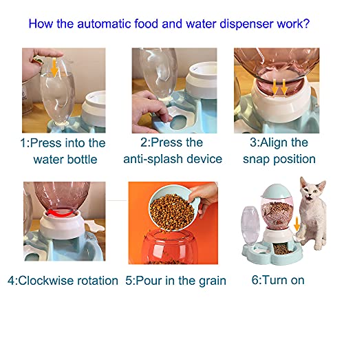 KTWEGOFU Automatic Cat Feeder and Water Dispenser,Auto Gravity Food Feeder & Non Spill Water Dispenser 2 in 1, Durable… - Image 6