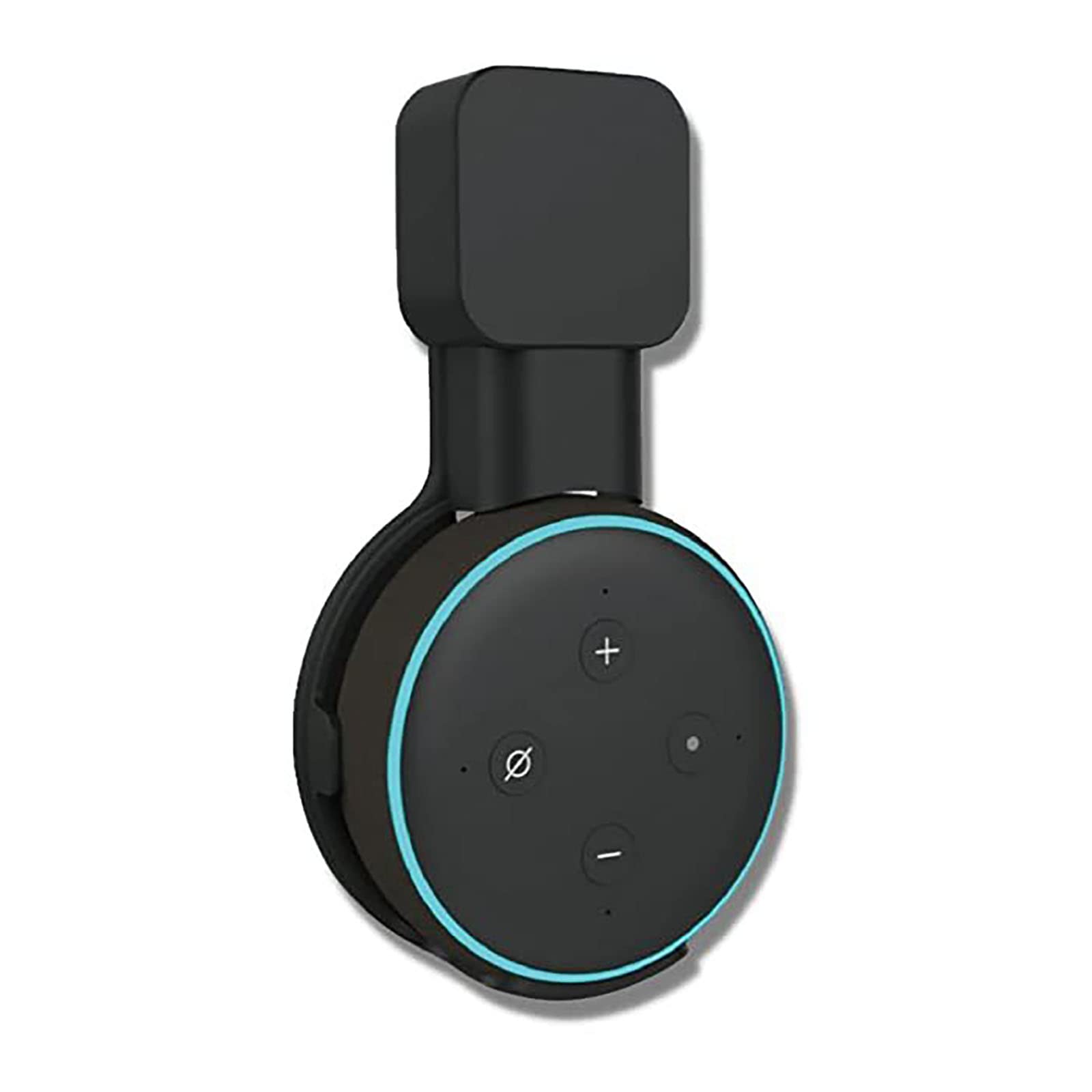 Ellenne Soporte de pared ECHO DOT (3ª generación) de pared - Ahorro de espacio Ocultar cables - Sin tornillos - Soporte para cocina, baño, dormitorio - negro