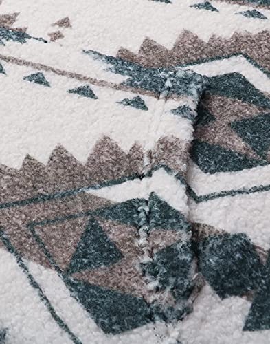 chouyatou Men's Tribal Aztec Printed 1/4 Zip Fuzzy Sherpa Pullover Sweatshirt Hoodie3