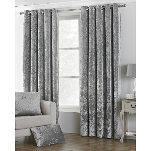 Riva Paoletti Verona Ringtop Eyelet Curtains (Pair), 117cm x 183cm, Silver