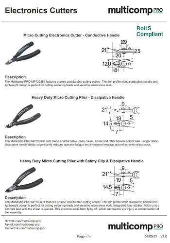 Heavy Duty Micro Cutting Plier With Dissipative Handle, 125Mm #TOP1