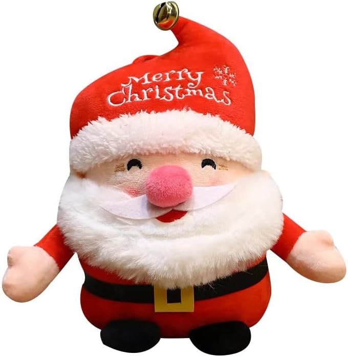 Cute Santa Claus Plush Toy, 7.8" Santa Claus Stuffed Toy with Bell, Christmas Plush Toys Xmas Decoration Indoor