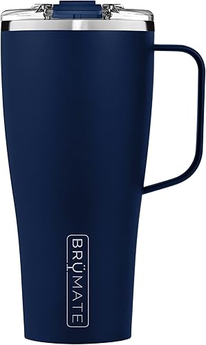 BrüMate Toddy XL - Taza de café aislada 100% a prueba de fugas con asa y tapa, taza de viaje de acero inoxidable, taza de café de doble pared (azul