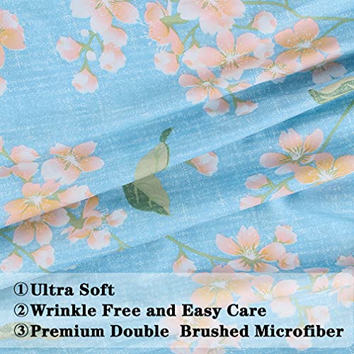 Image of JSD Blue Floral Printed King Sheet Set Extra Deep Pocket | 4 Piece Soft Botanical Microfiber Sheets, OEKO-TEX Certified, Easy Care