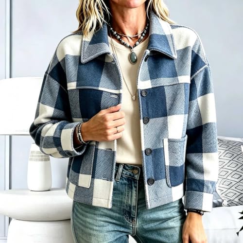 Piuwrlz Women's Plaid Shacket Button Down Flannel Jacket with Pockets - image 2