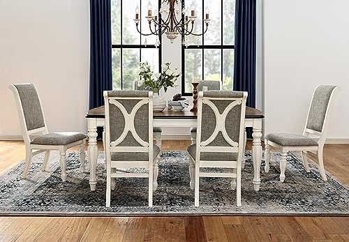 Roundhill-Furniture-Belleza-French-Country-7-Piece-Dining-Set-Antique-White-and-Weathered-Oak Roundhill Furniture Belleza French Country 7 Piece Dining Set Antique White and Weathered Oak