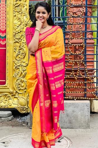 Image of South Cotton Gadwal Saree for Women | Celebrity Inspired Traditional Ethnic Wear | Chettinad & Kalyani Cotton Sarees | Soft Cotton Saree with Blouse Piece