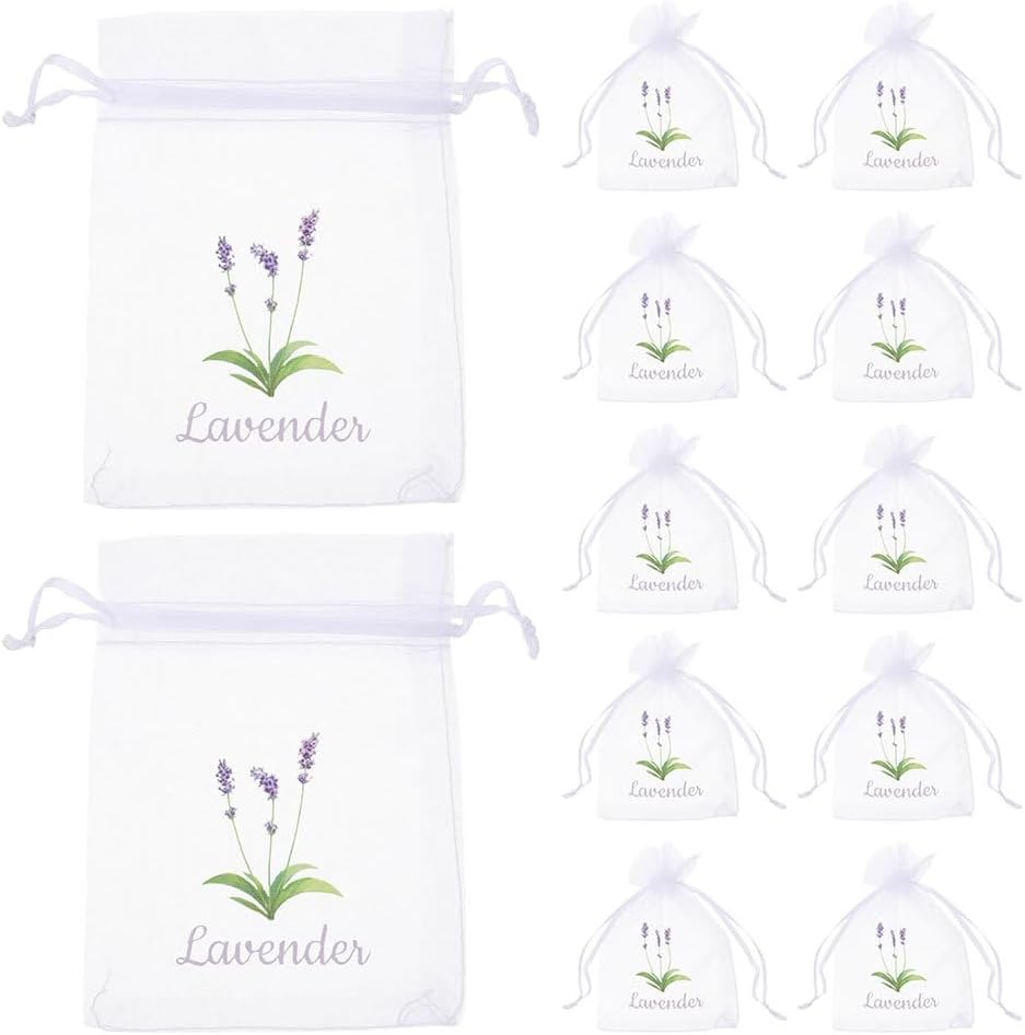 Alipis 20pcs Lavender Sachet Bags Multi-use Drawstring Mesh Pouches for Organizing Dried Herbs Spices and Accessories Breathable Gauze Storage Bags for Home Fragrance and Air Freshening