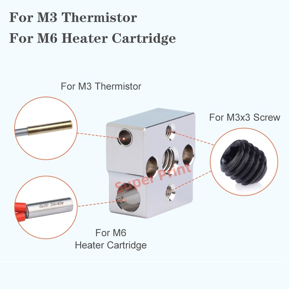 Super Print CR-6 SE All Metal Plated Copper Hotend Kit for CR6 SE,CR-6 SE MAX 3D Printer Hotend,Upgrade Bi-Metal Heatbreak,500℃ High Temperature Plated Copper Bloc de chauffage,Nozzle 0.4mm.(Type3)