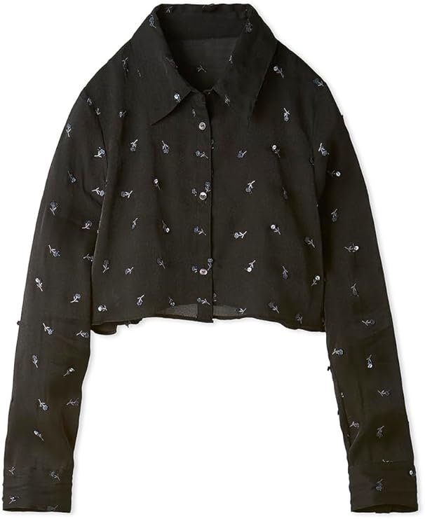 ま*り様 スナイデル　エンブロイダリークロップドシャツsnidel 美品 Amazon.co.jp: [スナイデル] エンブロイダリークロップドシャツ