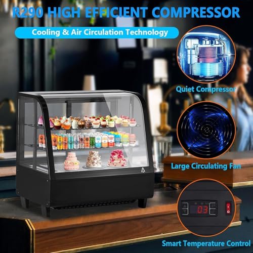 Image of 3.5 Cu.FtCommercial Display Refrigerator, Glass Door Merchandiser Cooler with Adjustable Shelves, LED Lighting, Sliding Rear Door, Temperature Control for Bakery, Cafe, Restaurant, Store