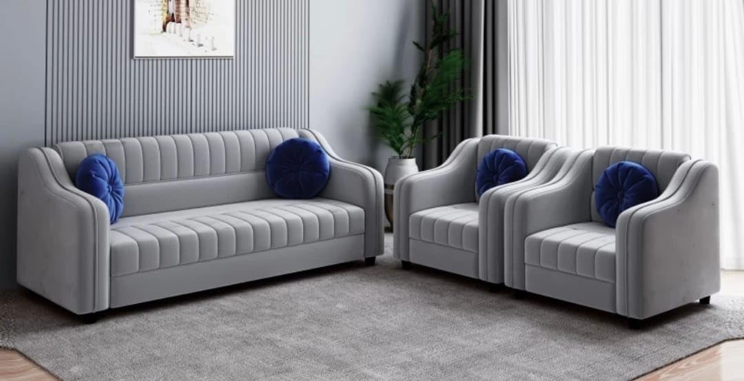 A to Z Furniture Classic 3+1+1=5 Seater Sofa Set Luxury Chesterfield Sofa in for Home Living Room & Office (Grey)
