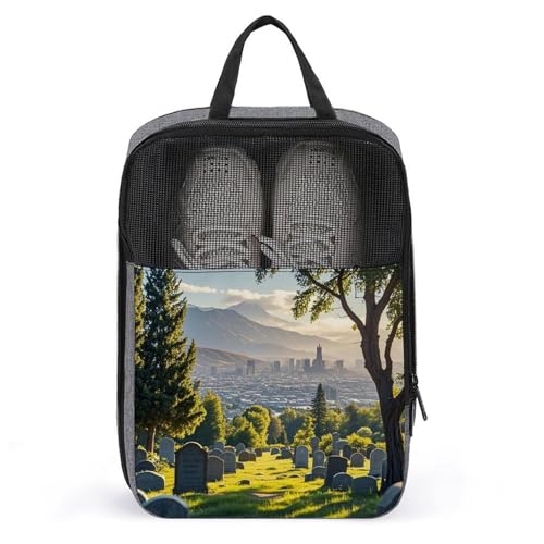 Bolsa de almacenamiento para zapatos de viaje impermeable con cremallera Cemetery para maleta