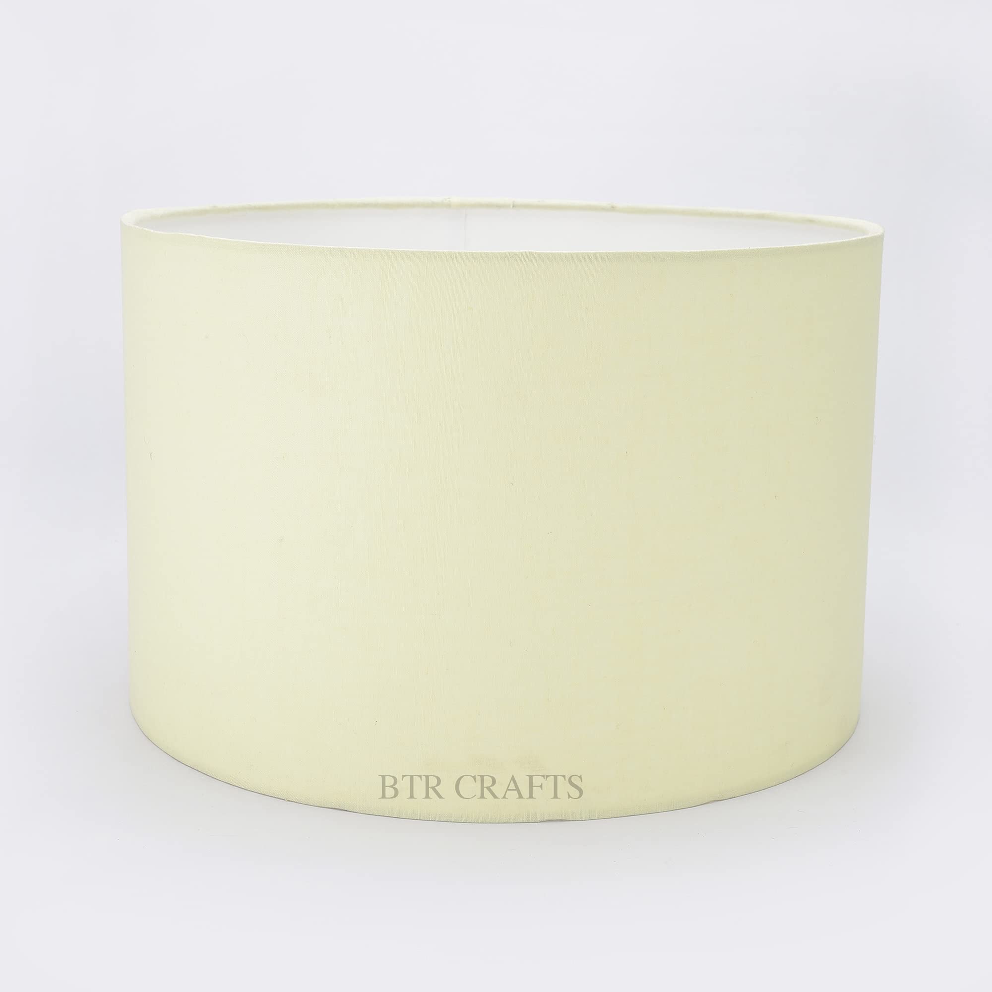 12" Inches Drum Lamp Shade, Cotton Fabric, Pale Yellow Color
