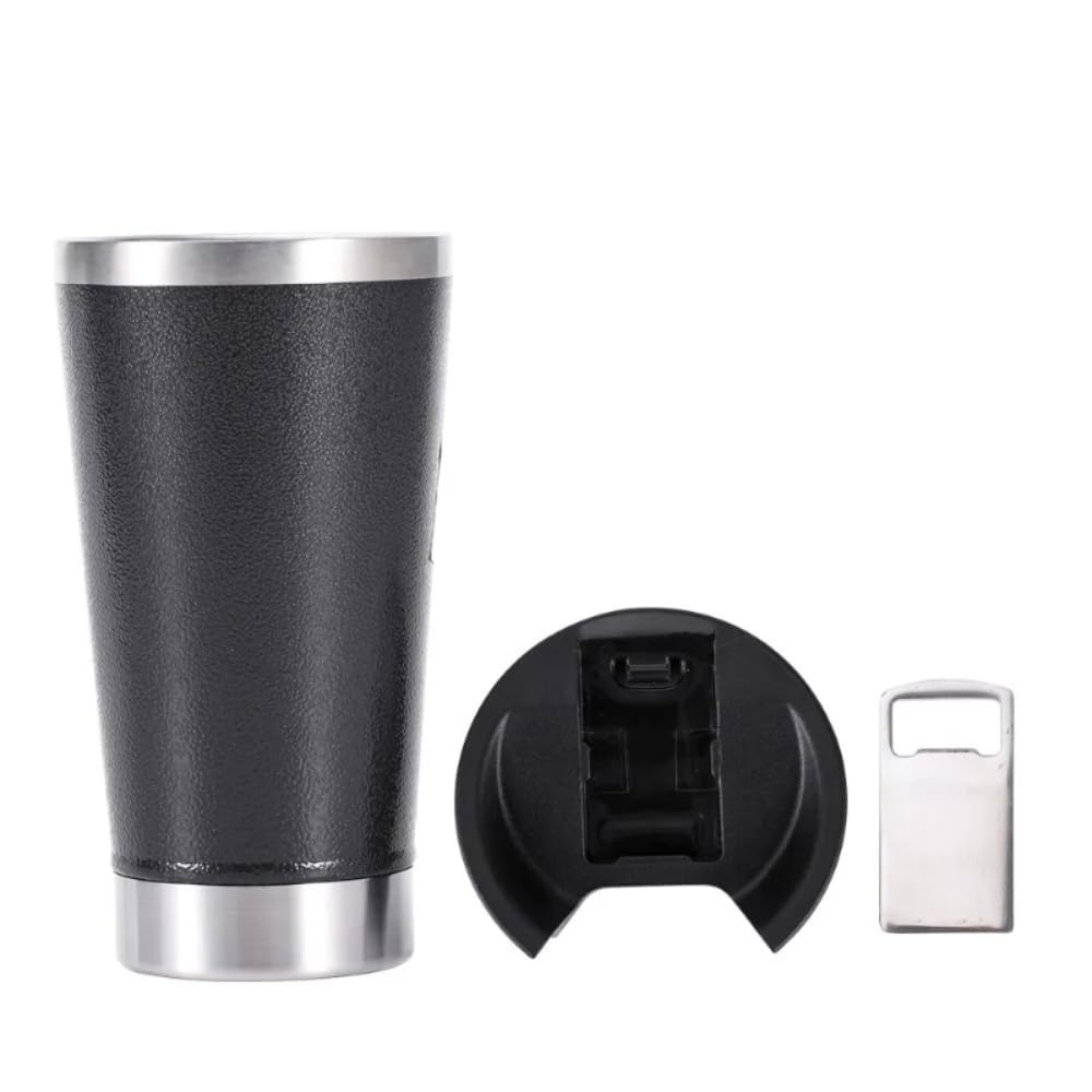 Copo Térmico 473ml Preto Inox Parede Dupla com Tampa e Abridor Isolamento a Vácuo