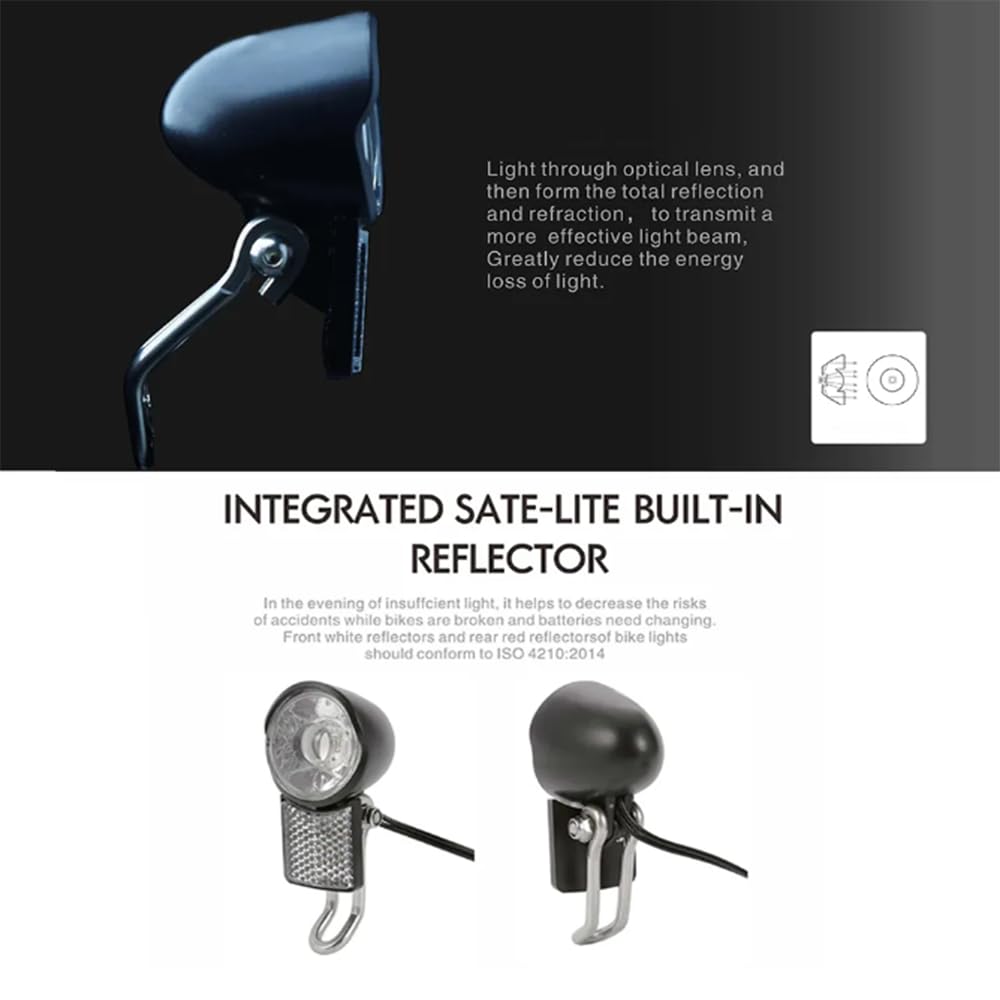 Phare de vélo étanche 15 lux, Lampe LED pour Guidon, feu de sécurité Avant et arrière.