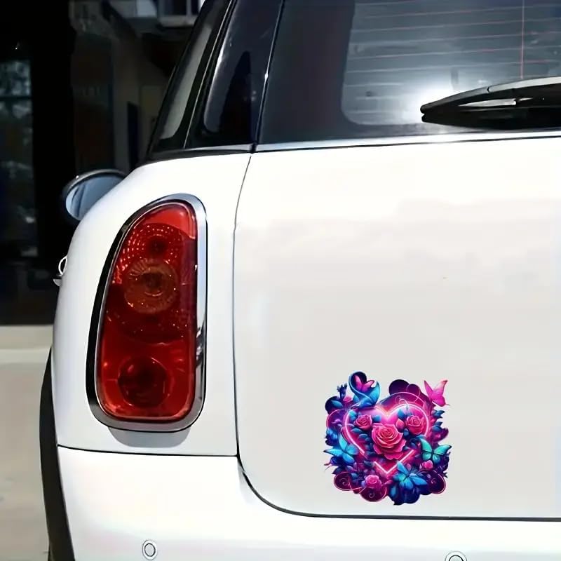 Flowers and Butterflies PVC Vinyl Car Decals Stickers Waterproof Self-Adhesive Decals for Cars, Laptops, Trucks, Motorcycles Wall Window Luggage Scratch Cover Door Decor Sticker - Image 2