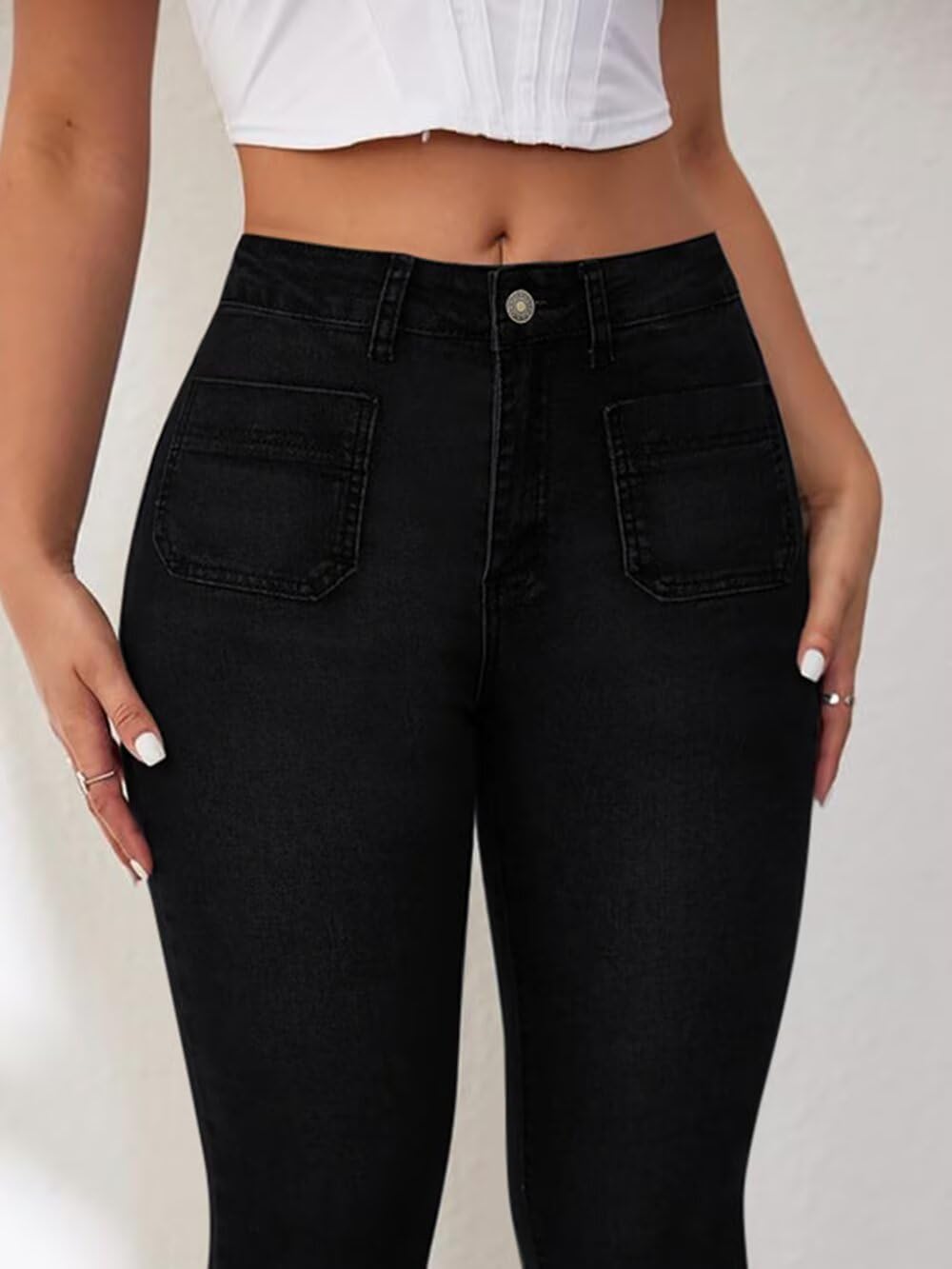 KDF Flare Jeans for Women Women’s Bootcut Bell Bottom Jeans High Waisted Stretch Slimming Bell Bottoms Jeans