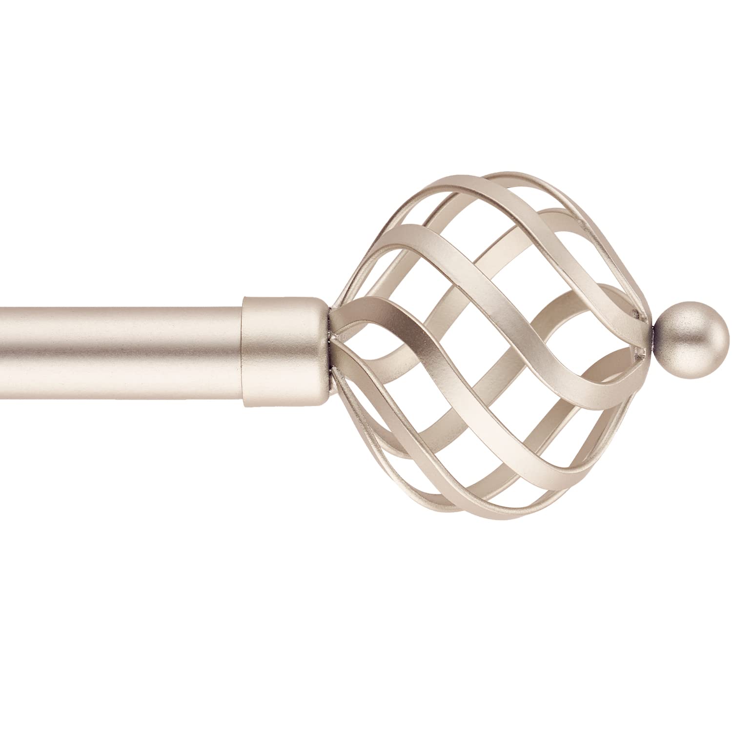 Photo 1 of 3/4 Inch Diameter Round Twisted Cage Finials Window Curtain Rod , 28-48 Inches,Nickel Nickel 28-48"
