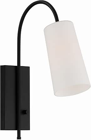Crystorama Alexa 1 Light Glass ShadedMatte Black Task Sconce
