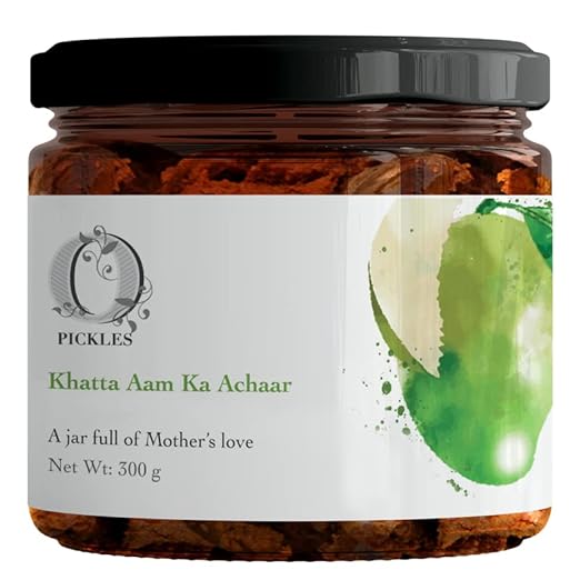 Khatta Aam ka Achar Homemade & Handmade Flavourful & Delicious Sour Mango Pickle Traditional Taste No added Preservatives & Chemical Free, 300 Gram pack