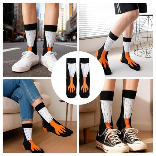 Chicken Leg Socks,Chicken Socks,Lustigem Hühnerbein Socken,Erwachsene Witzige Socken,Hühnersocken Geschenke Vogel Paw Hühnerbein Stocking Witzig Personalisierte für Damen Herren Faschingskostüm (A)