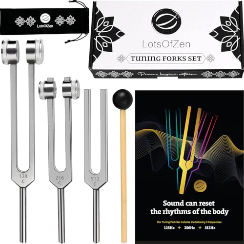 Tuning Forks for Healing Set (128Hz, 256Hz, 512Hz) — Essential Yoga and Meditation Accessories & Sound Therapy Devices