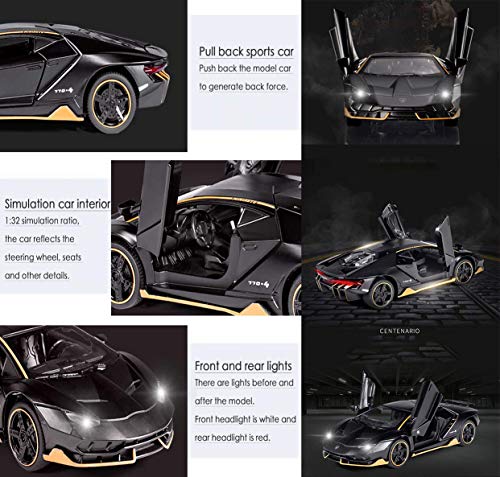 Image of Magicwand 1:32 Scale Die-Cast Metal Centenario LP 770-4 Car with Openable Doors and Pull Back Action【Pack of 1】【Black】