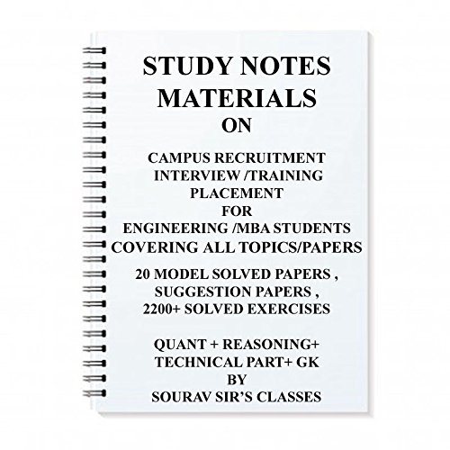 Study Notes Material On Campus Interview Preparation and Training for Preplacement Exam FOR 2025 [Paperback] sourav sir's classes