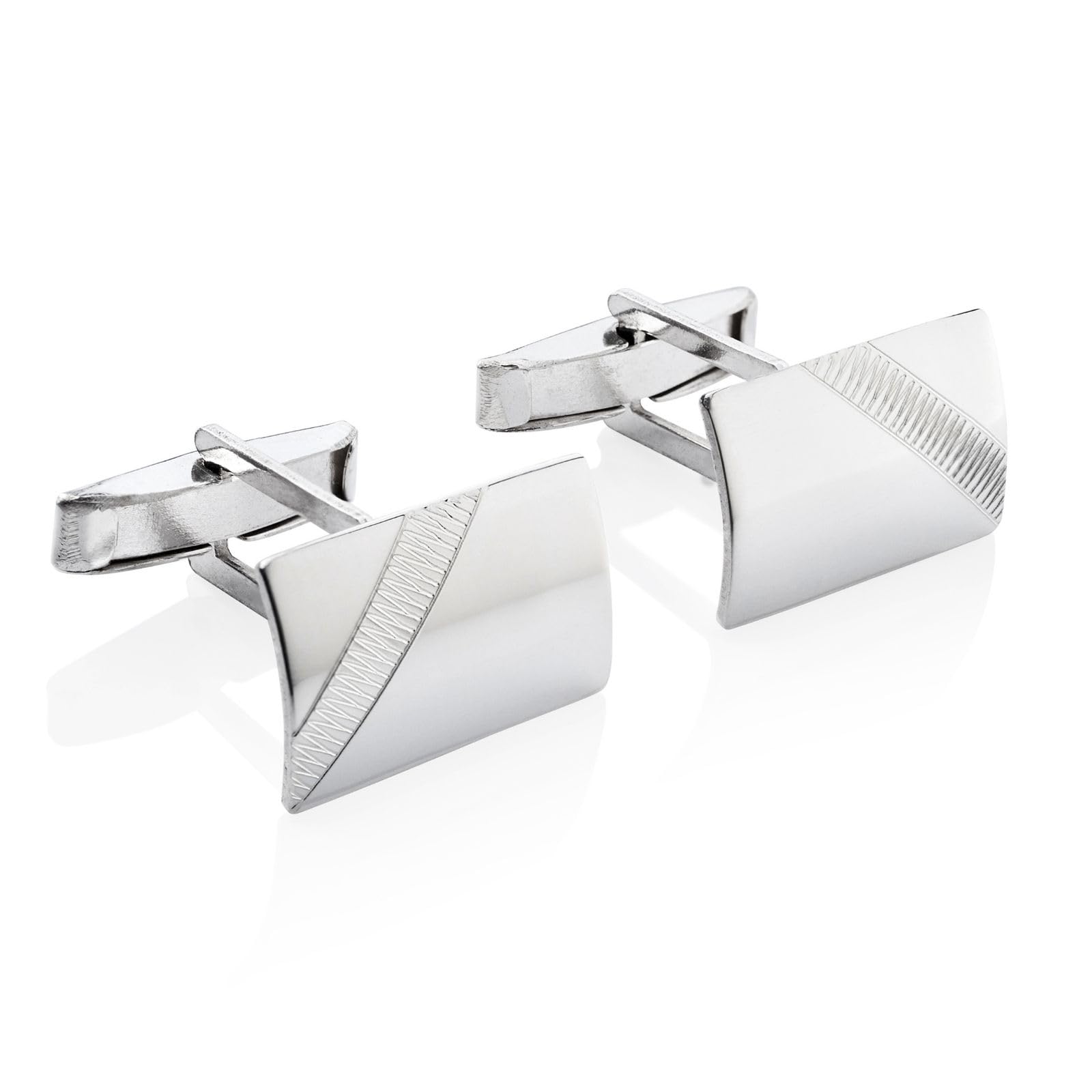Gemelli Da Uomo In Argento Sterling 925 Con Design Moderno A Zigzag