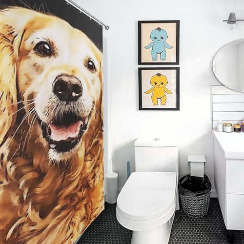 Rideau de douche tissu polyester lavable imperméable 152x183cm motif chien - 3