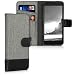 Produktbild kwmobile Hülle kompatibel mit Alcatel 1C (2019) - Kunstleder Wallet Case mit Kartenfächern Stand in Grau Schwarz