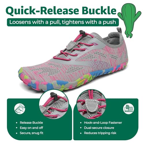 Miniatura 4 de Saguaro Zapatillas Barefoot Mujer Minimalistas Zapatillas De Trail Antideslizante Calzado De Deporte Transpirable Rosa 42 Eu