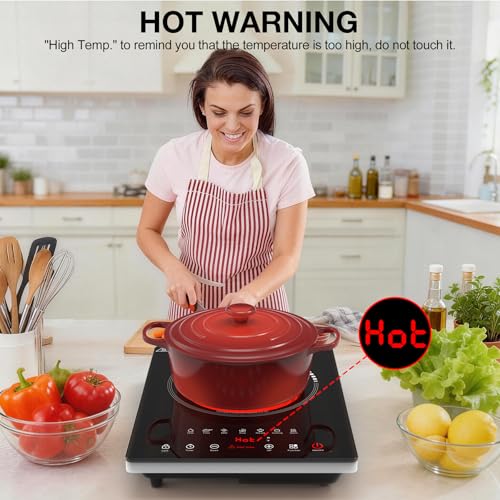 Image of Single Burner Electric Cooktop 1800W, Portable Electric Stove Hot Plate | Nafewin Countertop Stove Top Burner with 8 Power Settings, 4-Hour Timer Child Safety Lock for Apartment, Dorm & Small Kitchen