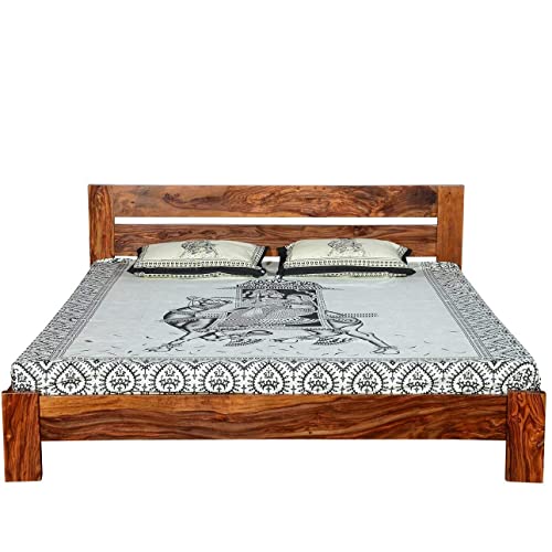 Image of Solid Sheesham Wood King Size Cot Without Storage| Stylish and Luxury Bed for Bedroom | (Country, King)