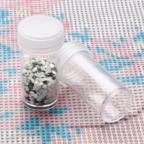 Image of Xhziy Diamond Painting Storage Diamond Art Storage Container Small Plastic vials Sample Bottles Mini Transparent Storage Box Large Round Bottle with lid 12pcs