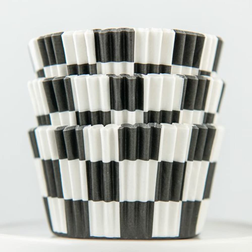 Black Checkered Cupcake Muffin Liners for Baking Premium Bright